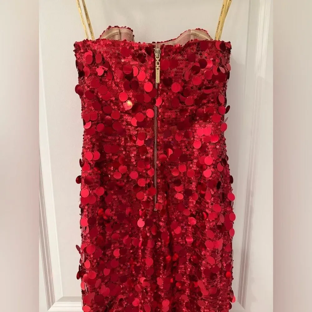 NWOT BRONX AND BANCO FARAH RED STRAPLESS GOWN - Picture 13 of 15